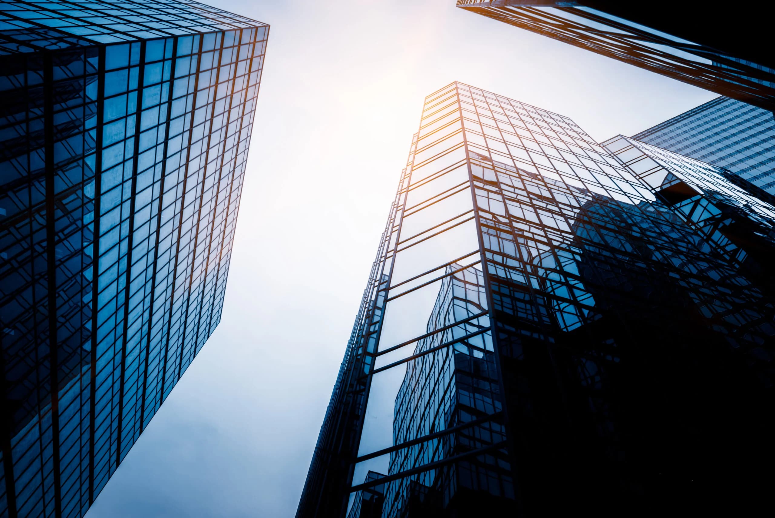 Low angle view of glass skyscrapers