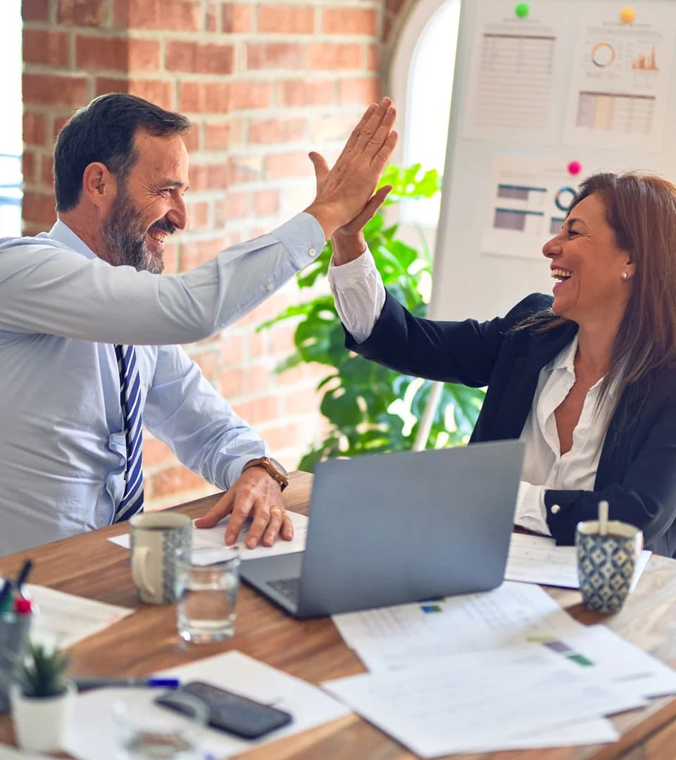 Business partners celebrating success